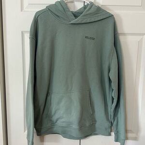 Hollister Men's Sage Green Pullover Hoodie